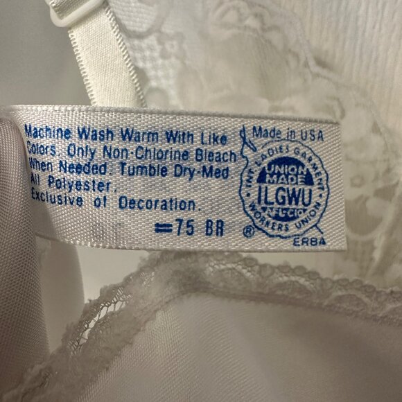 VTG | Maidenform White Lace Trim Bow Nightie Cami Top Sz 32 USA Union Made 81630 - Picture 10 of 10